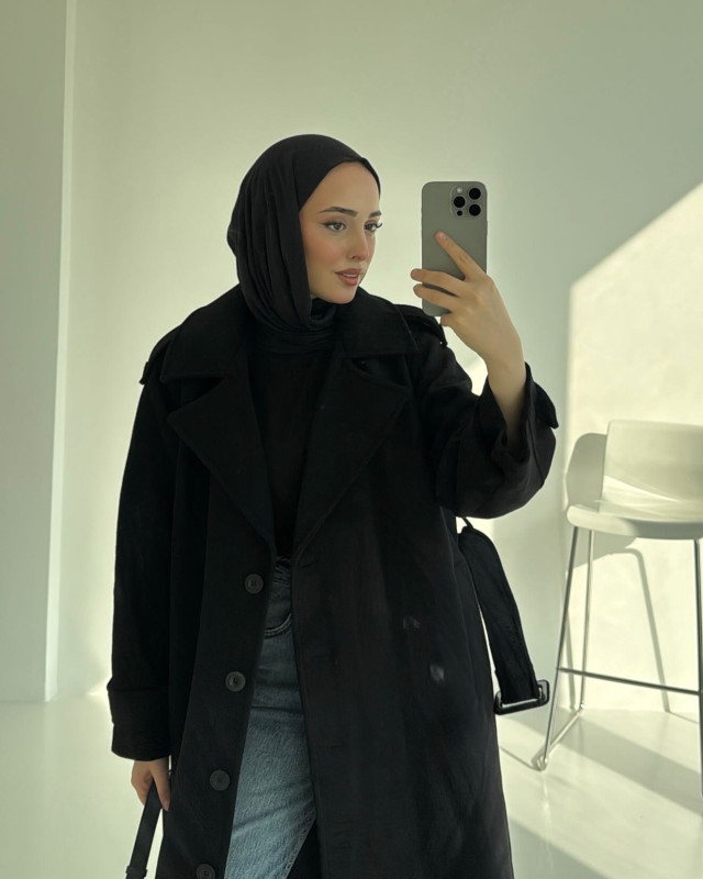 جكيت جوخ اسود مع حزام جكيت جوخ اسود مع حزام