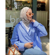 قميص زارا مخطط ازرق