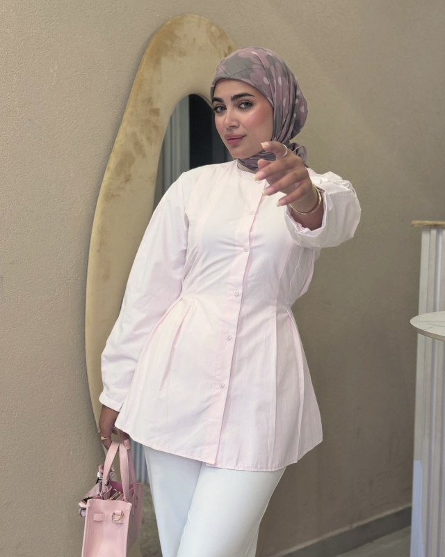 قميص مخصر مع ربطة من الطرف زهري قميص مخصر مع ربطة من الطرف زهري