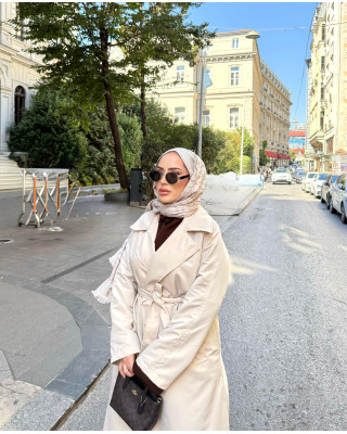 ترانش سادة مفتوح مع حزام - بيج فاتح 5995