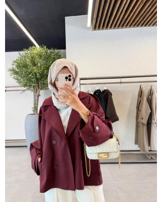 ترانشكوت اوفرسايز قصير خمري7537