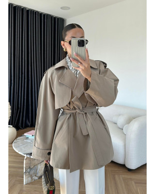 ترانشكوت قصير مبطن بيج غامق 7556